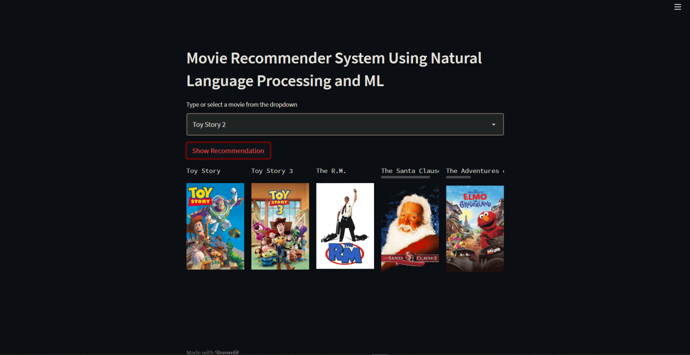 Movie Recommendation system: