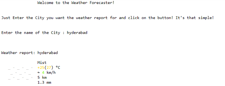 Weather Program In Python result